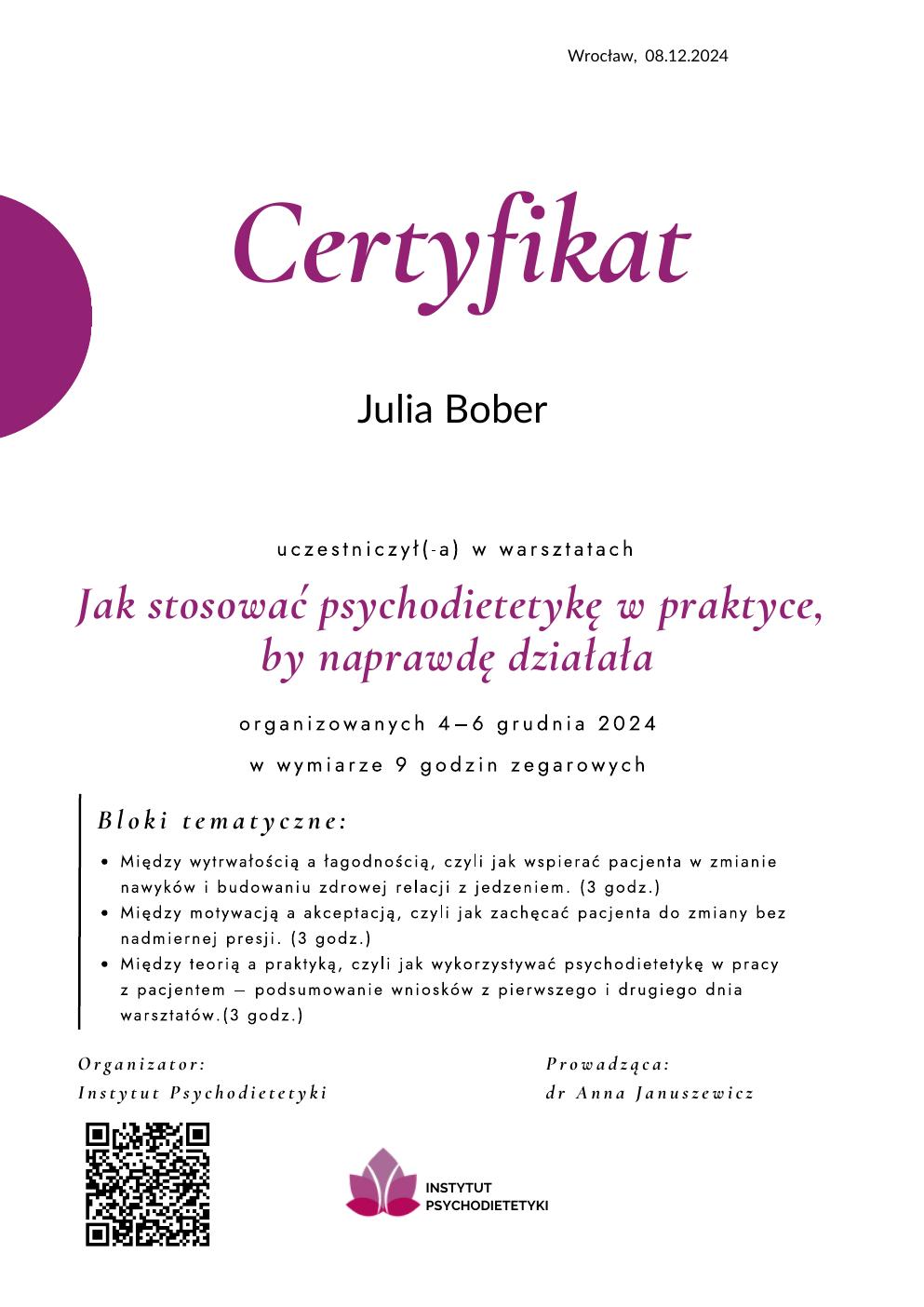 Certyfikat / Certificate 8