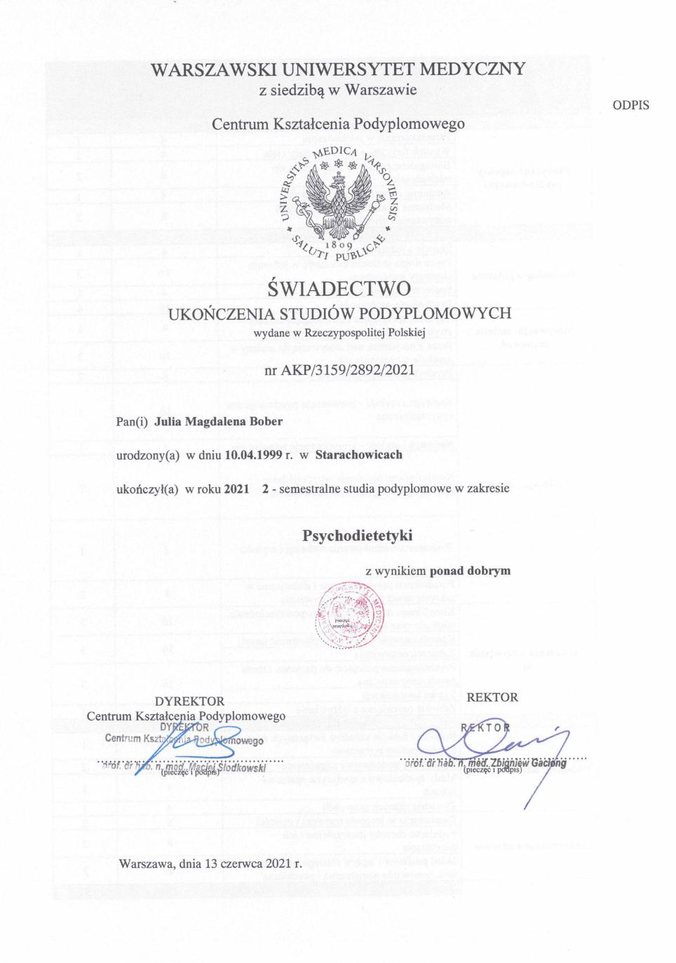 Certyfikat / Certificate 9
